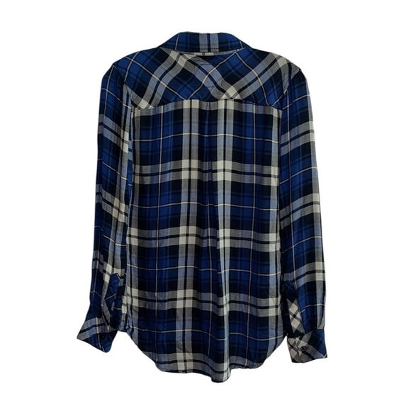 Rails Hunter Blue Plaid Button Down Flannel Blouse Size X-Small - Picture 3 of 8